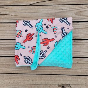 Cactus Print Minky Blanket – Southwest Baby Blanket, Boho Nursery Decor, Soft and Cozy Baby Gift