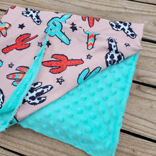 Load image into Gallery viewer, Cactus Print Minky Blanket – Southwest Baby Blanket, Boho Nursery Decor, Soft and Cozy Baby Gift
