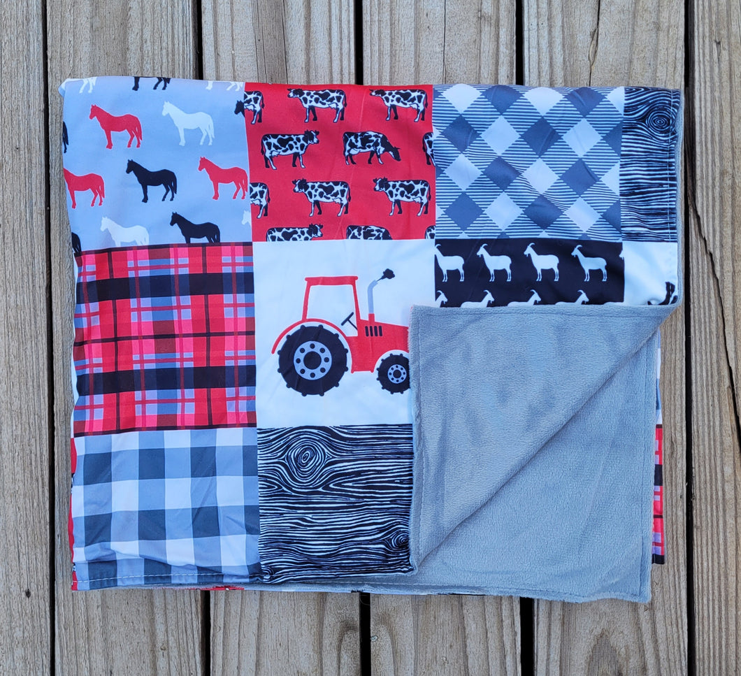 Farm Animal Baby Blanket for Boys – Soft & Cozy Tractor and Barnyard Print