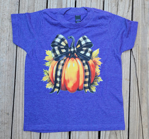Pumpkin Checked Bow Tie Tee