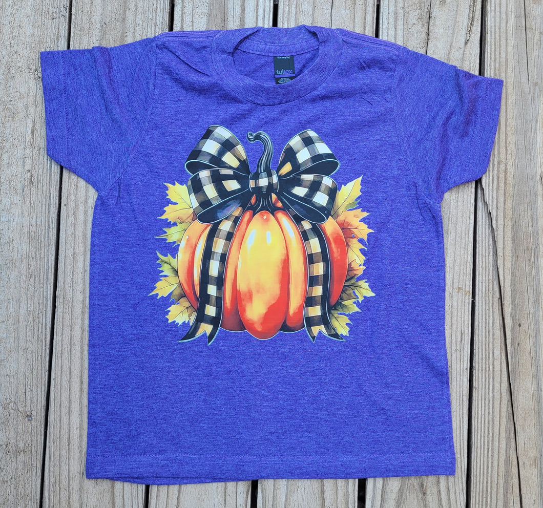 Pumpkin Checked Bow Tie Tee