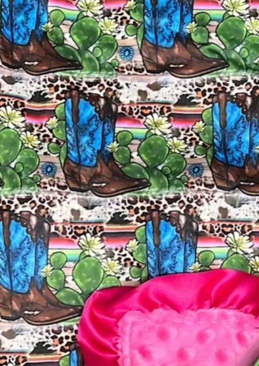 Boots and Cow Print Blanket - Miss Thangz