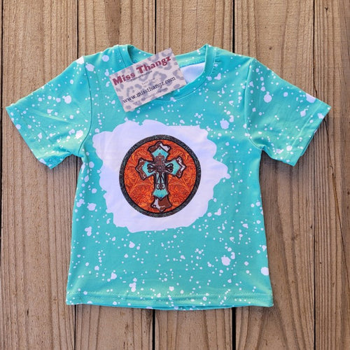 Bleached Cross Tee - Miss Thangz