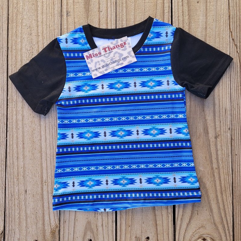 Blue Aztec Shirt - Miss Thangz