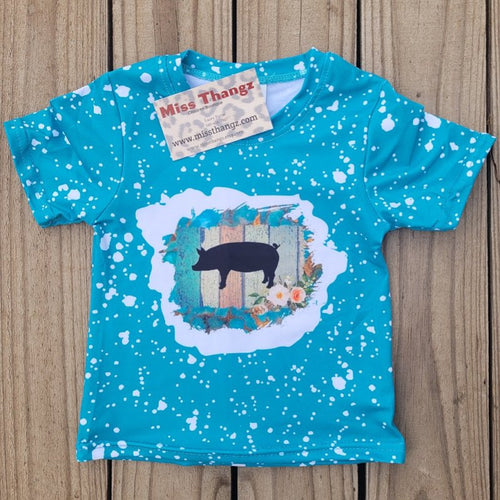 Blue Pig Bleached Tee - Miss Thangz