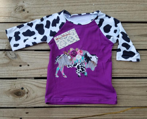 Buffalo cow print raglen tee - Miss Thangz