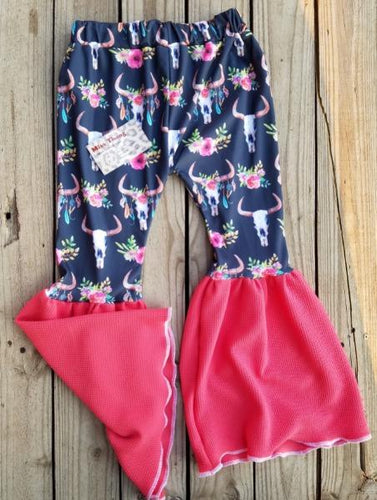 Bull Skull Bell Bottom Pants - Miss Thangz