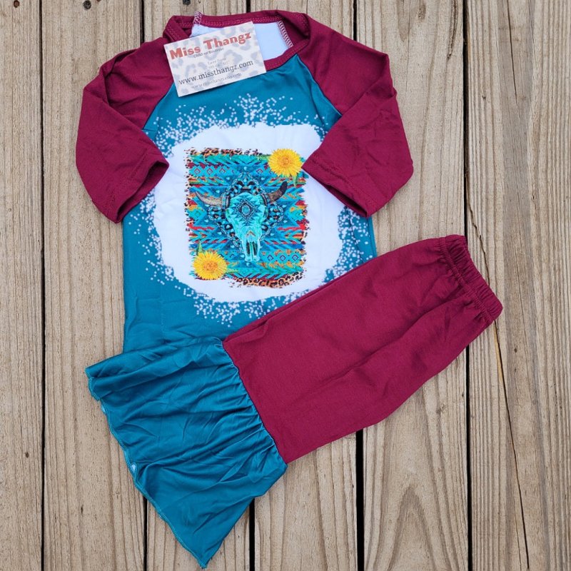 Bull Skull Bell bottom set - Miss Thangz