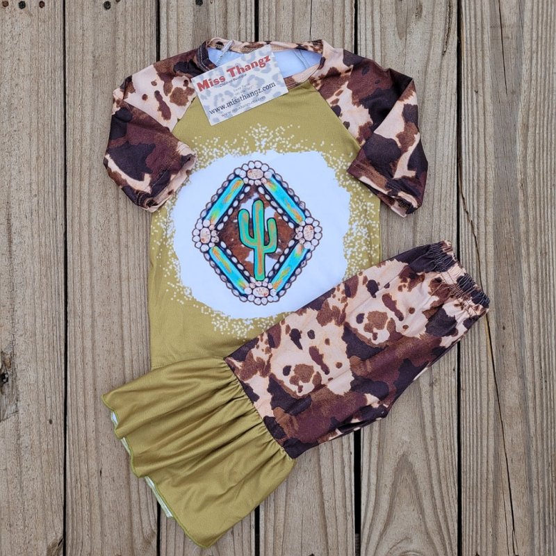 Cactus Bleached Bell bottom set - Miss Thangz