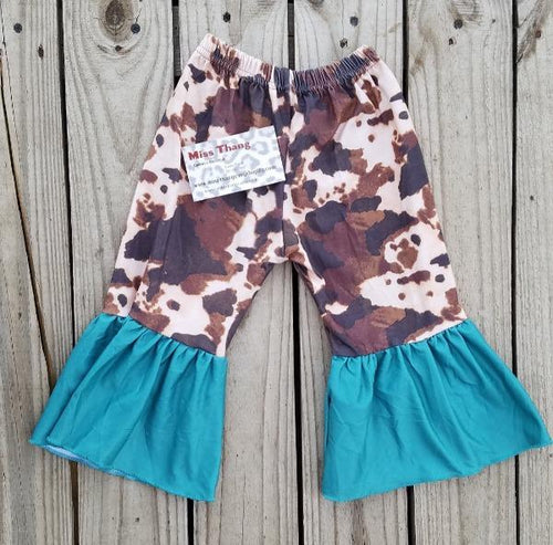 Cow Print Bell Bottom Pants - Miss Thangz