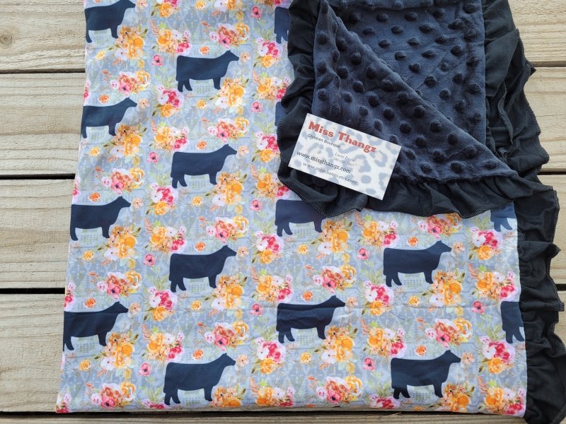 Cow Print Minky blanket - Miss Thangz