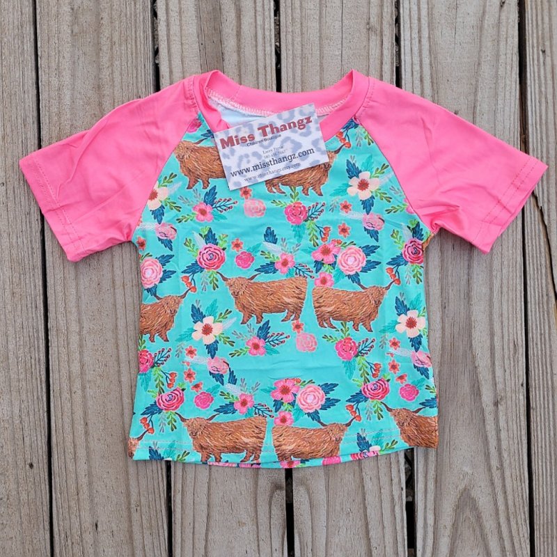 Highland Cow mint tee - Miss Thangz