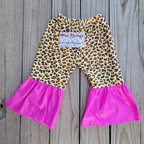 Leopard and Pink Bell Bottom Pants - Miss Thangz