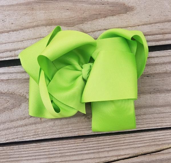 Lime green clip bow - Miss Thangz
