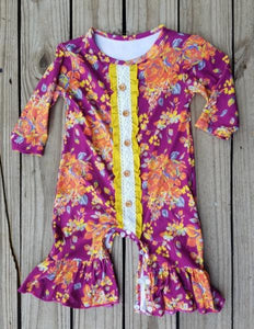 Maroon Floral Romper - Miss Thangz