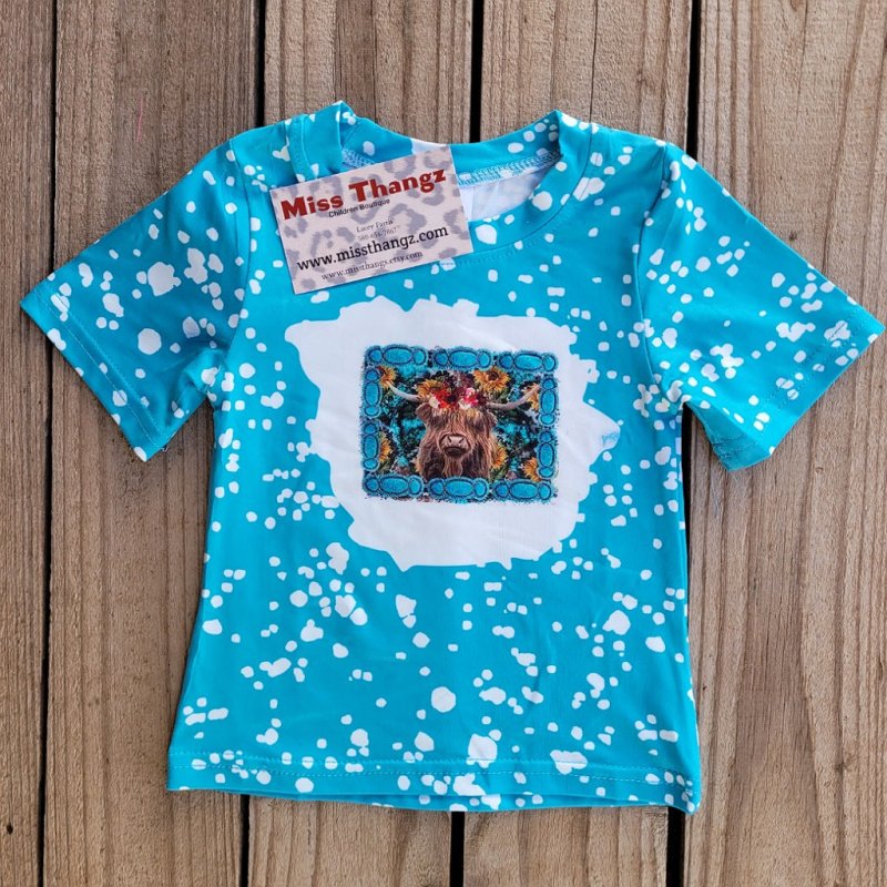 Mint Highland Cows Girls Top - Miss Thangz