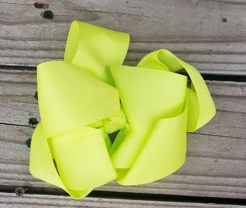 Neon Lime Green Hair Bow with clip - Miss Thangz