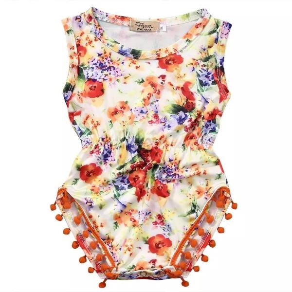 Orange floral infant girls - Miss Thangz