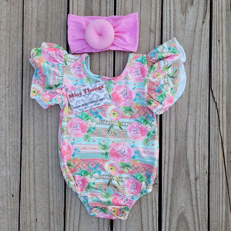 Pink Floral Western Bodysuit - Miss Thangz