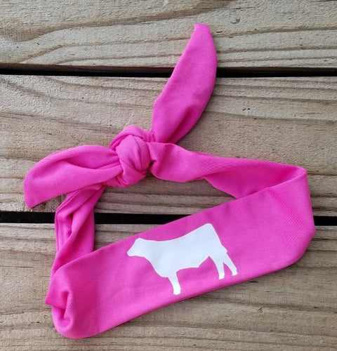 Pink with white cow tie headband - Miss Thangz