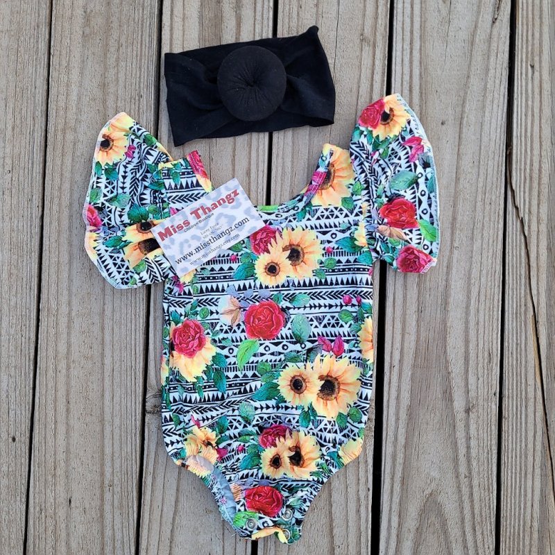 Red Floral Western Bodysuit - Miss Thangz