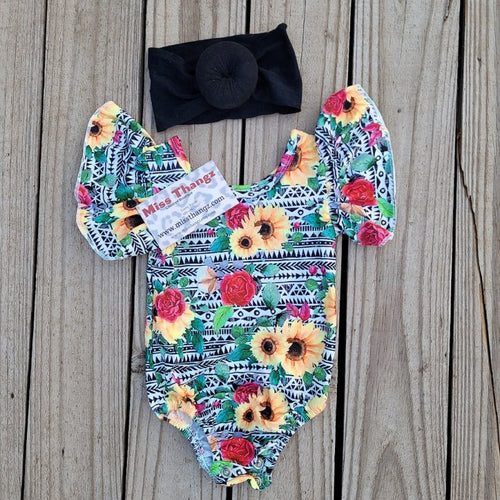 Red Floral Western Bodysuit - Miss Thangz