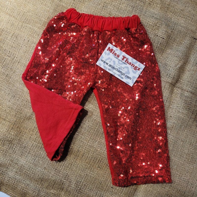 Red Sequin Pants - Miss Thangz