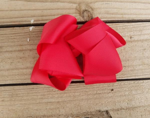 Red solid color bow with clip - Miss Thangz