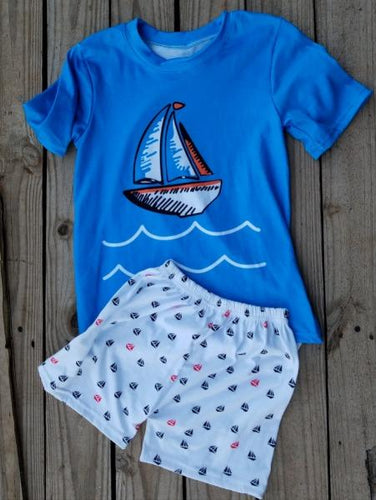 Sail boat 2 piece boys set - Miss Thangz